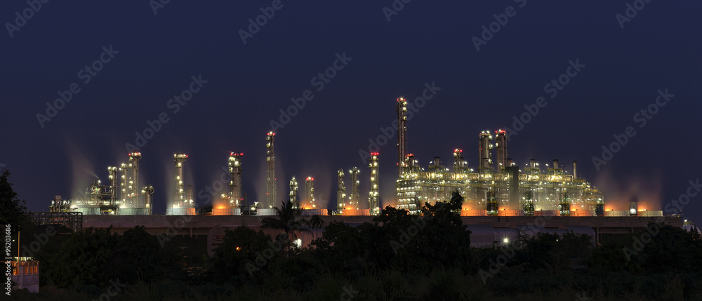 Wall mural panoramic photos, building utility. the refinery, twilight.