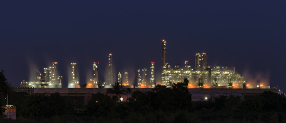 Panoramic photos, building utility. The refinery, twilight.