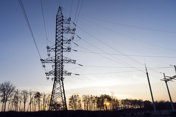 power line against sunset