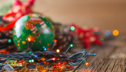 Fototapeta na wymiar Christmas decoration with pine and cones