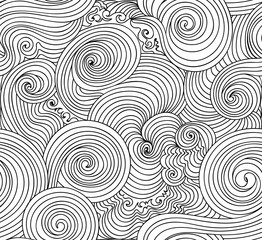 Abstract vector seamless pattern with wave curling lines. Endless texture. You can use any color of background