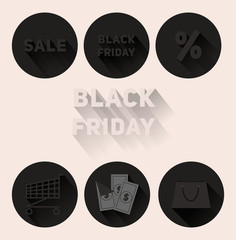 Set flat black icons Black Friday sale