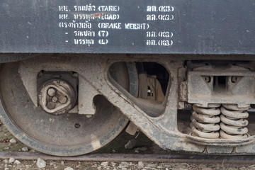 Fototapeta na wymiar old railway wheels closed-up