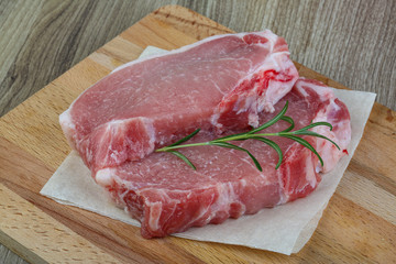 Raw pork steak