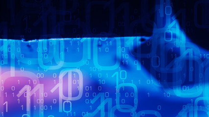 Futuristic hacker attack on cyber security system, new technology background