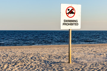 Swimming prohibited sign