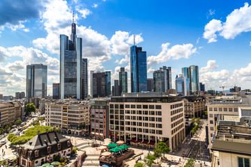 Fototapeta premium Financial district in Frankfurt