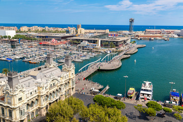 Naklejka premium Port Vell in Barcelona, Spain