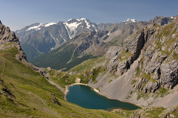 Naklejka na ściany i meble Alpine nature / The Alps are the highest and most extensive mountain range system that lies entirely in Europe, across Austria, France, Germany, Italy, Liechtenstein, Monaco, Slovenia, and Switzerland