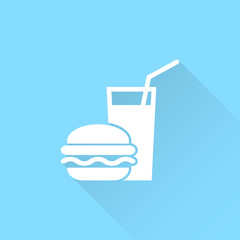 Burger with soft drink vector icon.