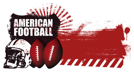 american football shield with stencil red banner