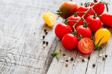 Raw pasta, tomato, basil