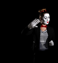 Female mime artist