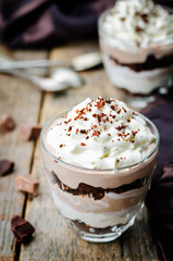 Triple chocolate mousse dessert