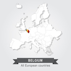 Belgium. Europe administrative map.