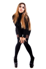 Pretty young woman in a black dress