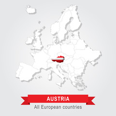 Austria. Europe administrative map.
