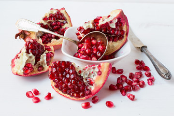 Pomegranate pieces.