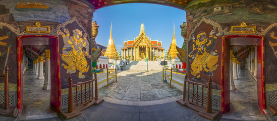 Panorama picture of Wat Phra Kaew, Temple of the Emerald Buddha