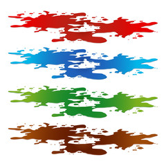 Puddle of paint spill. blood, toxic, water and chocolate stain, plash, drop. Vector illustration isolated on the white background