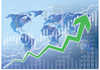 stock chart illustration - green arrow up chart