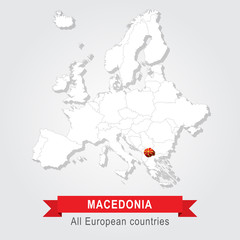 Macedonia. Europe administrative map.