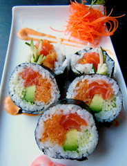 Sushi roll on a plate
