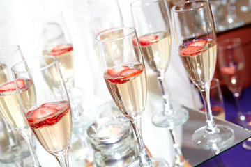 Champagne glasses at wedding