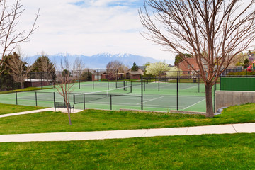 Tennis court in Salt Lake City with mountain view