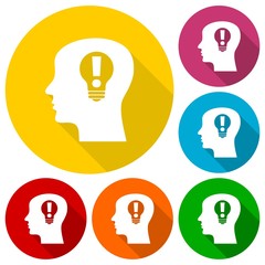 Human head, Creative Idea icons set with long shadow