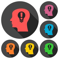 Fototapeta premium Human head, Creative Idea icons set with long shadow