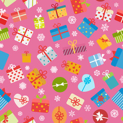 Seamless pattern of colorful gift boxes