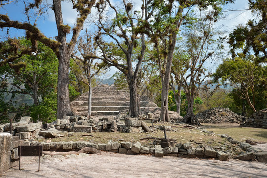 Some of the ancient structures at Copan archaeological site of Maya civilization in Honduras