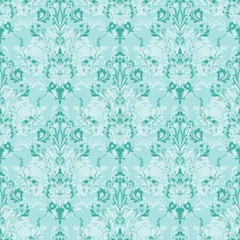 Gordijnen Turquoise and White Ornamental Seamless Pattern © Eduardo Santarosa