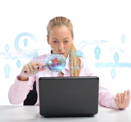 Woman looking on social networks