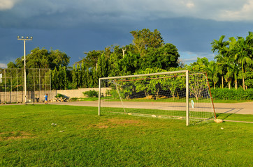 Soccer field in urban school
