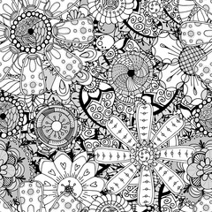 Seamless Contour Floral Pattern