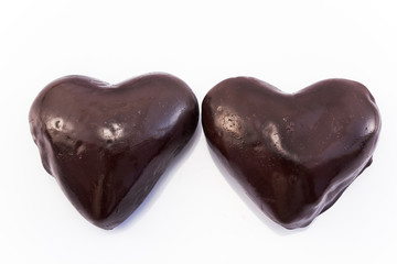 Heart gingerbread cookies glazed chocolate