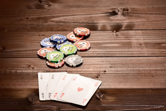 Four aces and chips