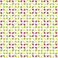 simple seamless pattern of green, yellow and red  leaves