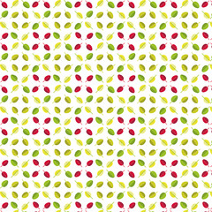 simple seamless pattern of green, yellow and red  leaves