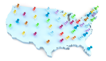 USA Map and Thumbtack