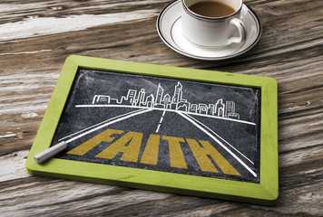faith concept on the road