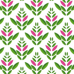 simple seamless pattern of green and purple leaves