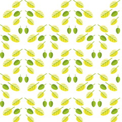 simple seamless pattern of green and yellow leaves