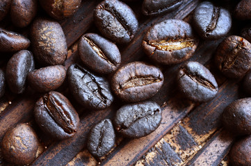 Close up of coffee beans background.