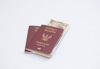 Passport with Japanese banknote