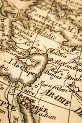 アンティークの世界地図　ヨルダン川西岸地区
