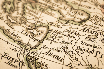 アンティークの世界地図　ヨルダン川西岸地区
