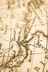 アンティークの世界地図　ペルシャ湾とホルムズ海峡
